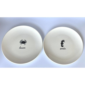 Set of‎ 2 M Studios early Rae Dunn Sea Nautical 6” round Appetizer bread Plates